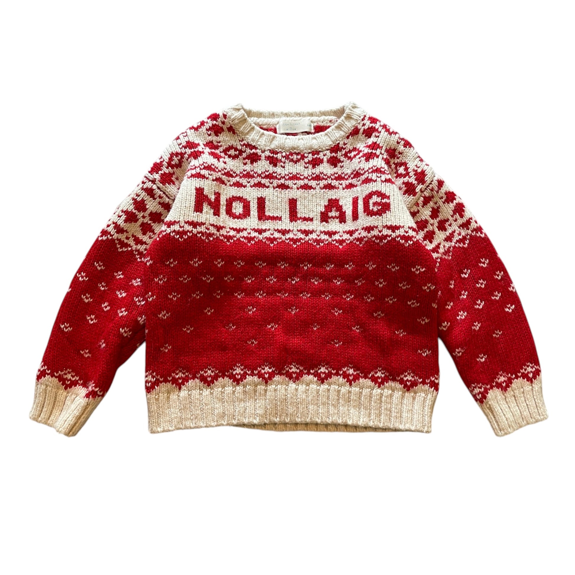 Leigh Tucker Willow 5-6 years red Irish Gaelic Christmas jumper acrylic polyester nylon