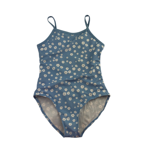 Lily & Dan 7-8 years blue swim costume floral polyester elastane