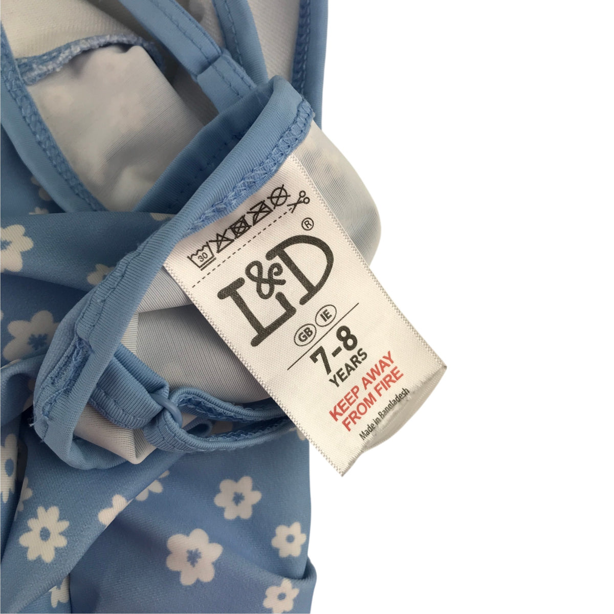 Lily & Dan 7-8 years blue swim costume floral polyester elastane
