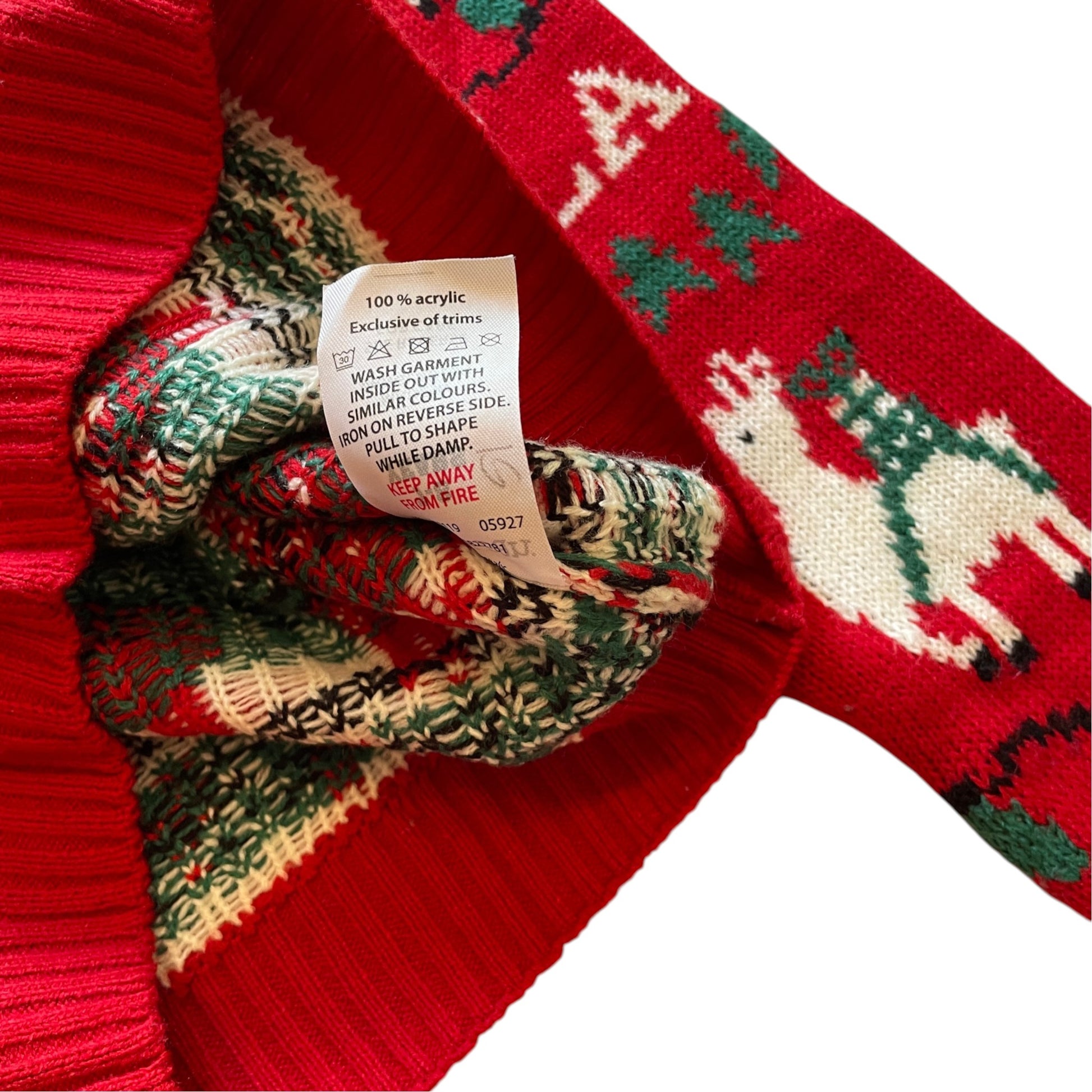 Lily and Dan 7-8 years red llama Christmas jumper acrylic