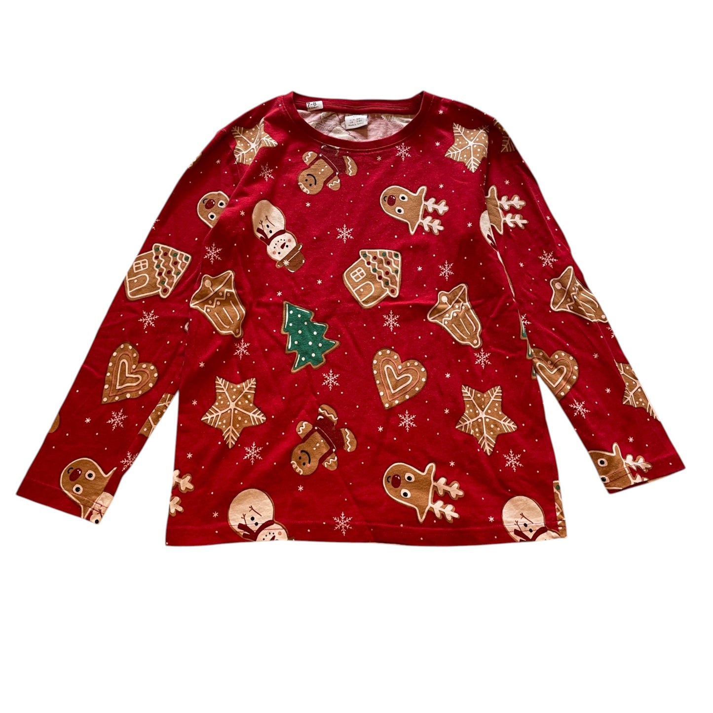 Lindex 7-8 years red Christmas gingerbread print cotton