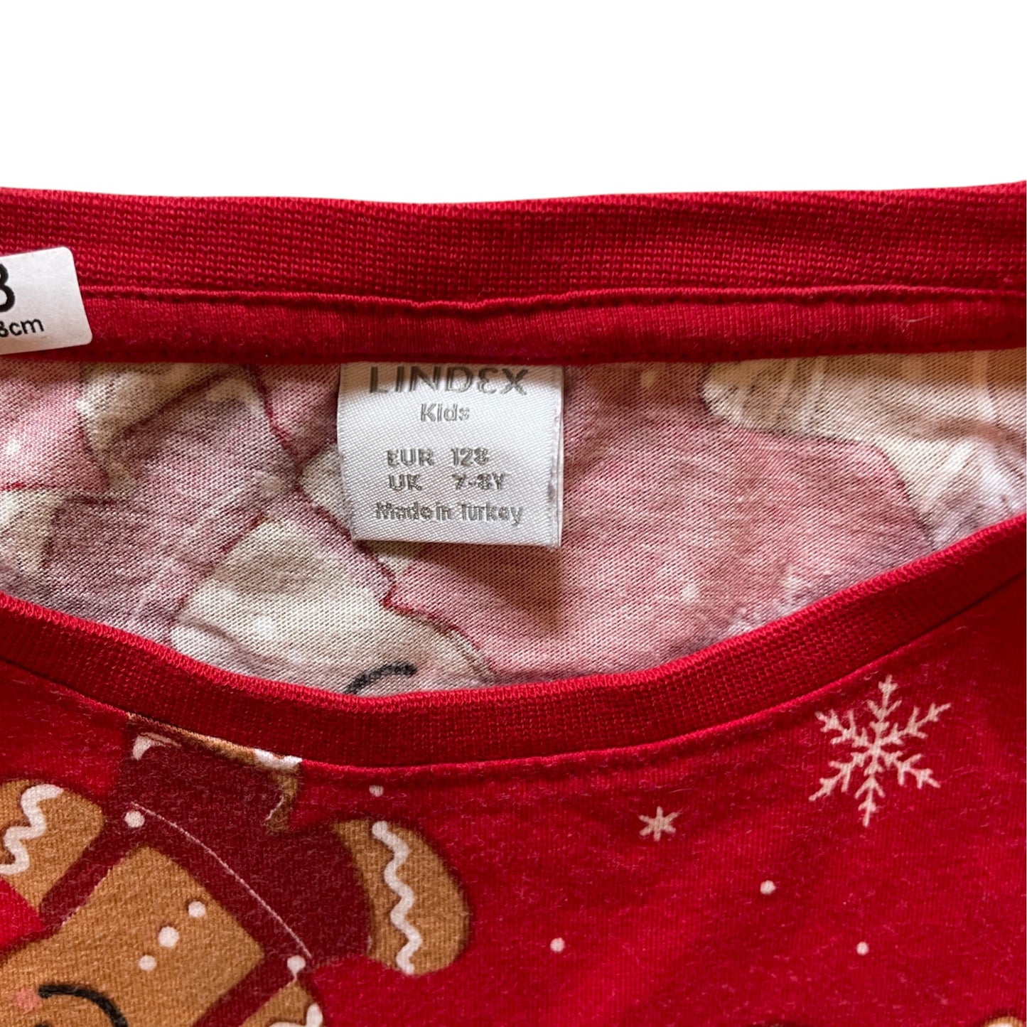 Lindex 7-8 years red Christmas gingerbread print cotton