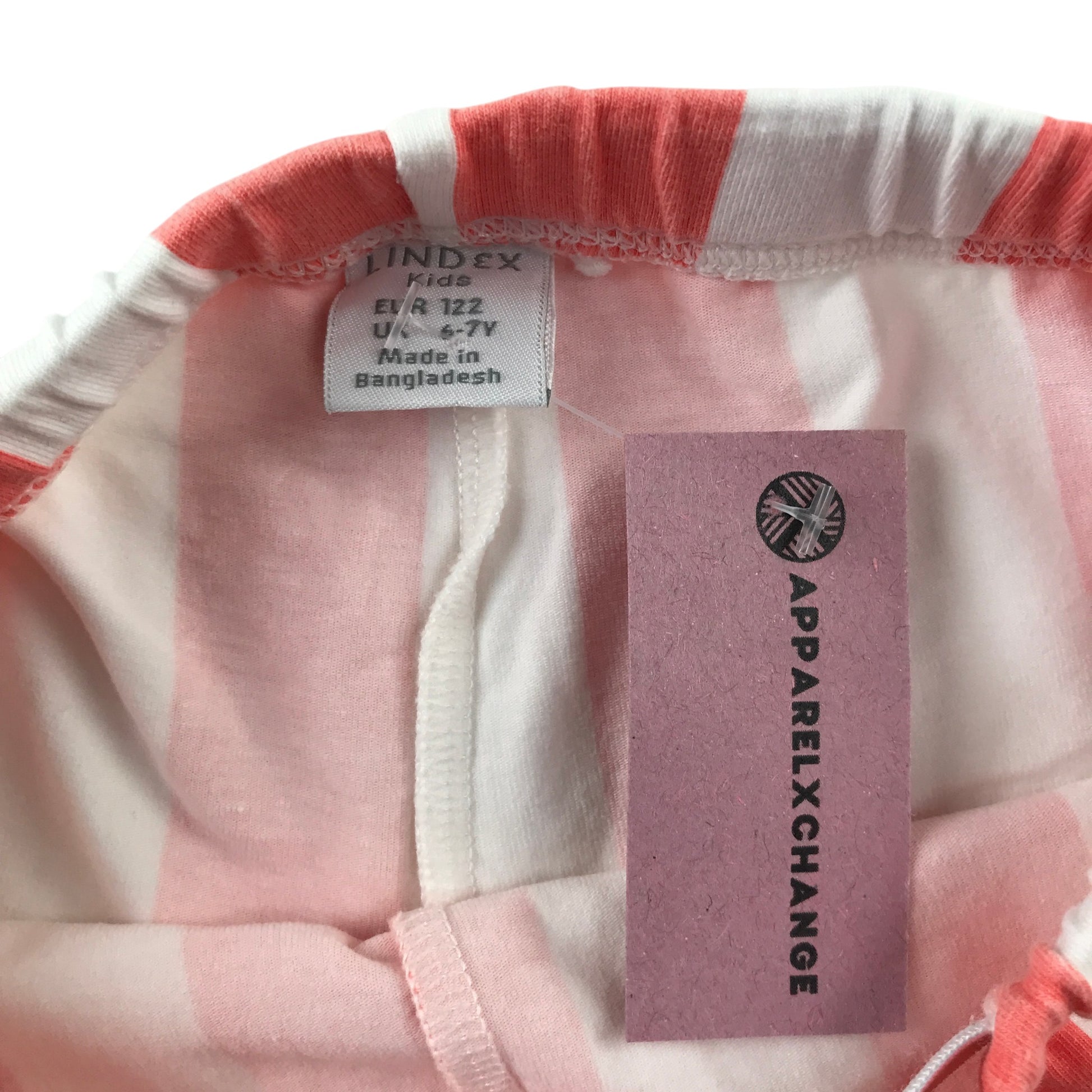 Lindex and Primark summer bundle 6-7 years burnt orange t-shirt and stripy shorts cotton elastane