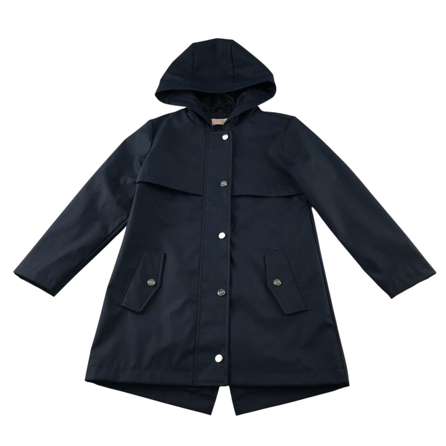 Lipsy London 7-8 years navy blue A-line raincoat polyurethane coated polyester