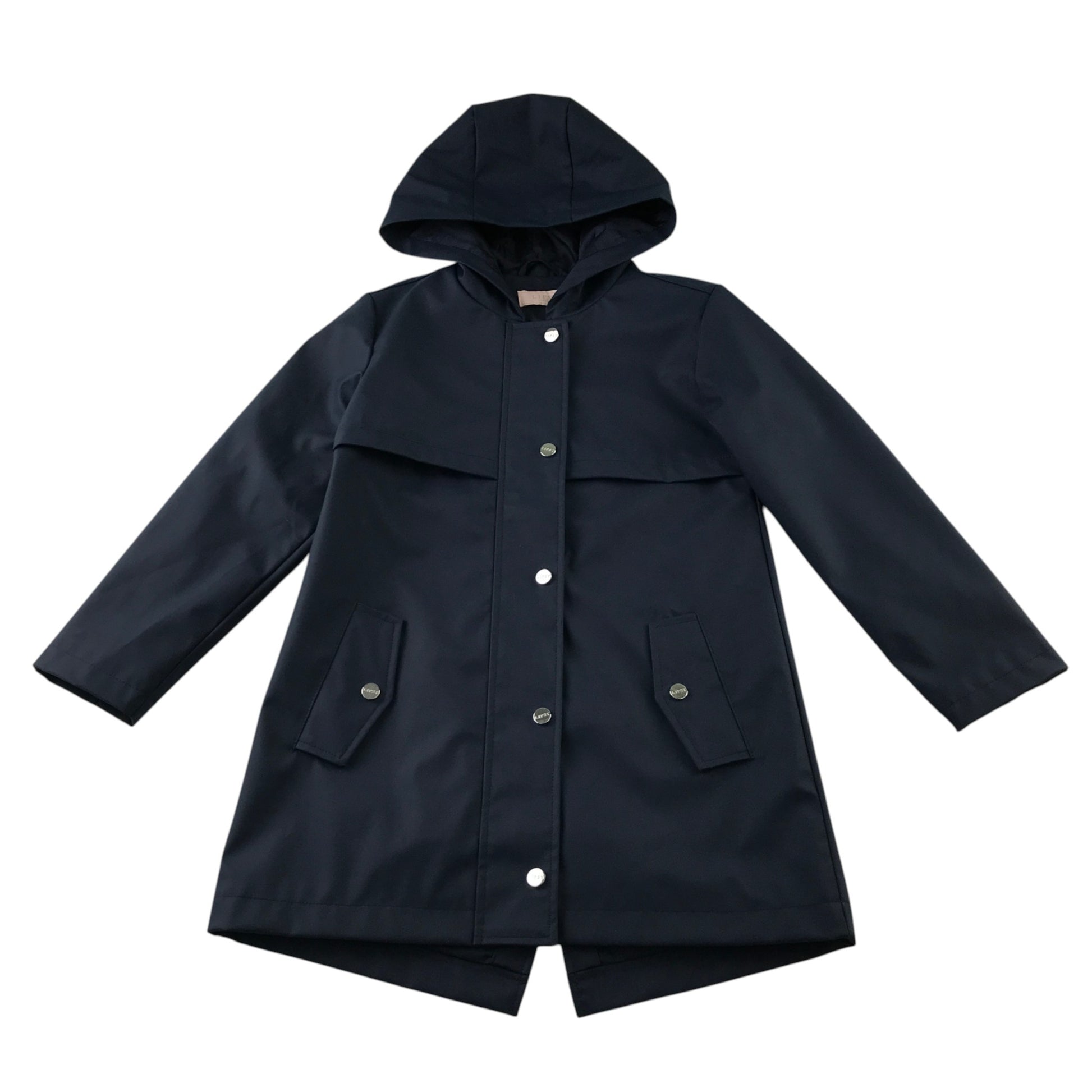 Lipsy London 7-8 years navy blue A-line raincoat polyurethane coated polyester