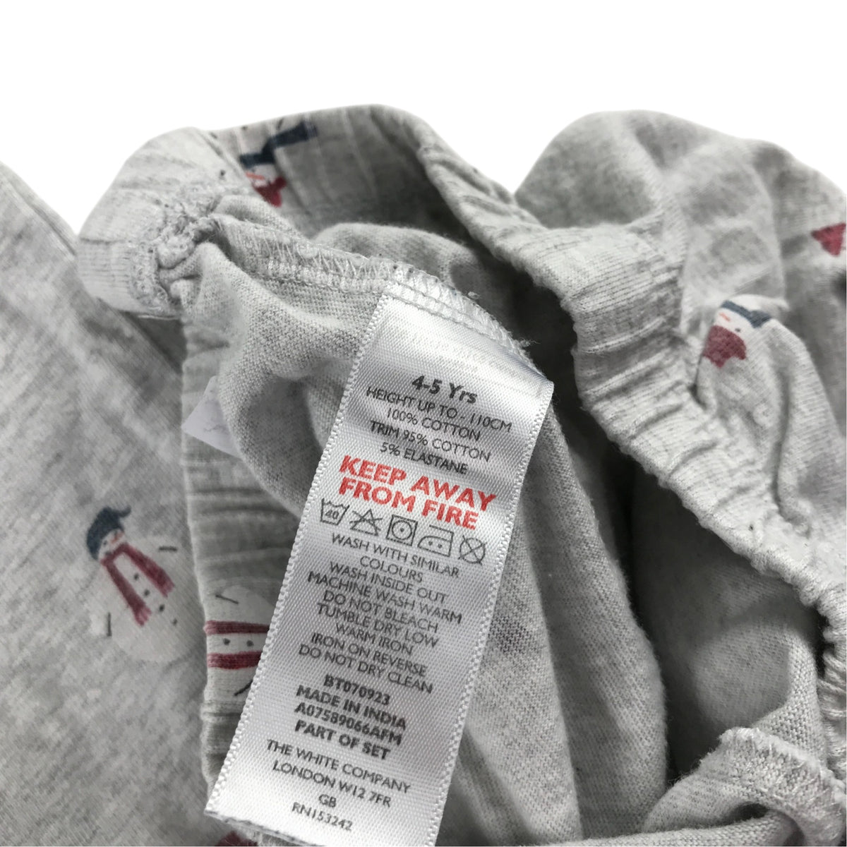 Little White Company 4-5 years grey festive pyjama set cotton elastane