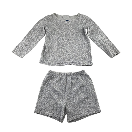 Little White Company 4-5 years grey floral pyjama set cotton