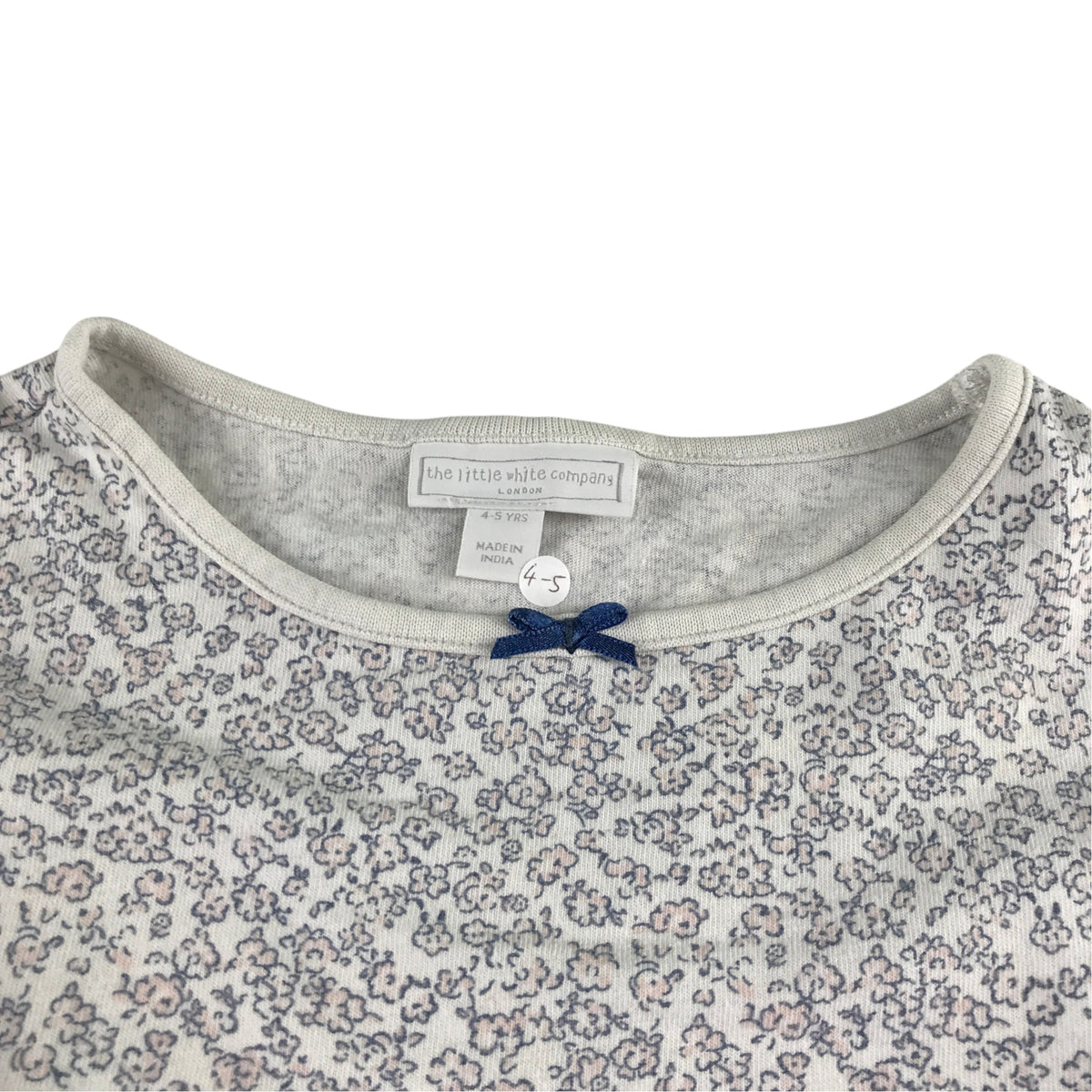 Little White Company 4-5 years grey floral pyjama set cotton