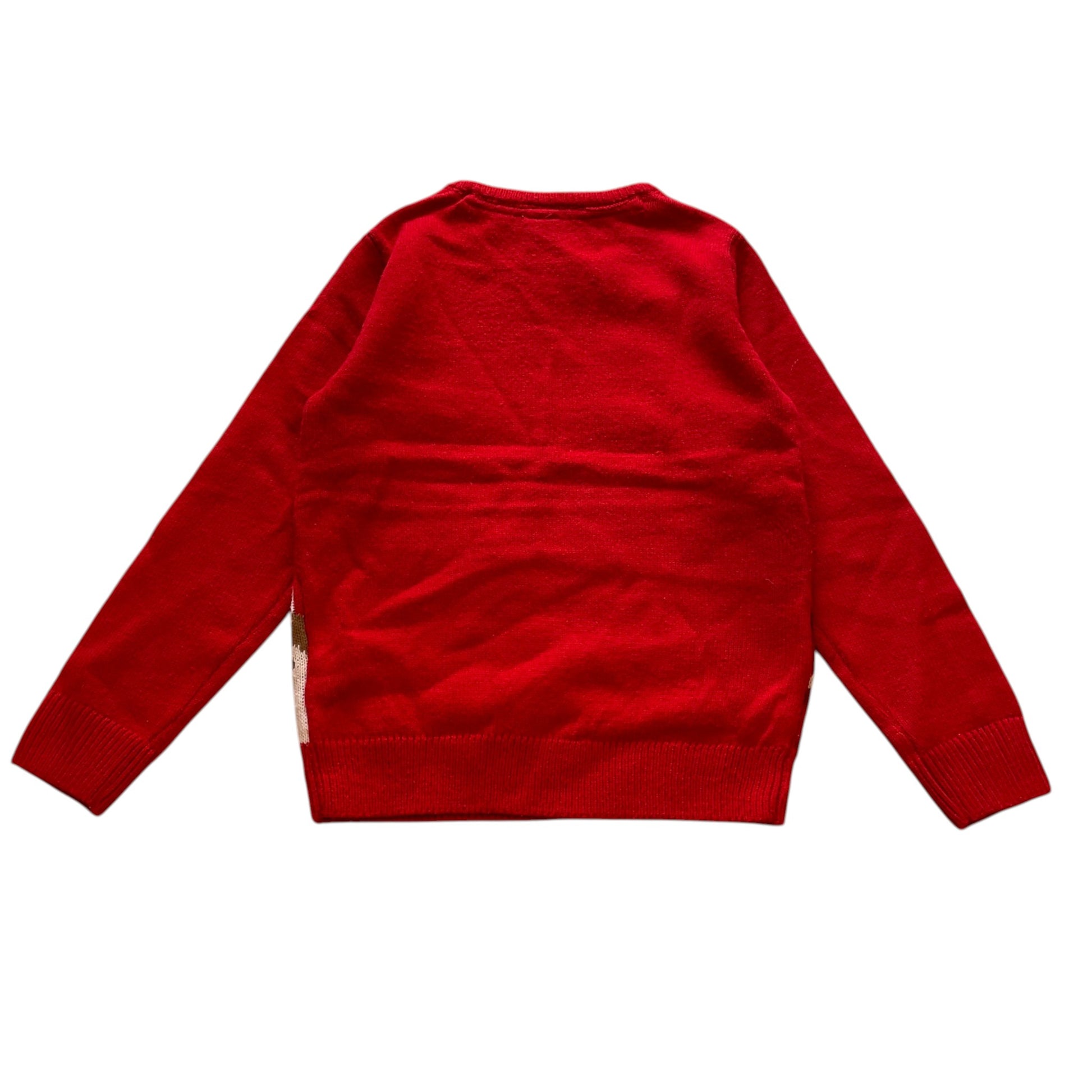 Little Kids 8-9 years red Santa and Rudolph Christmas jumper acrylic