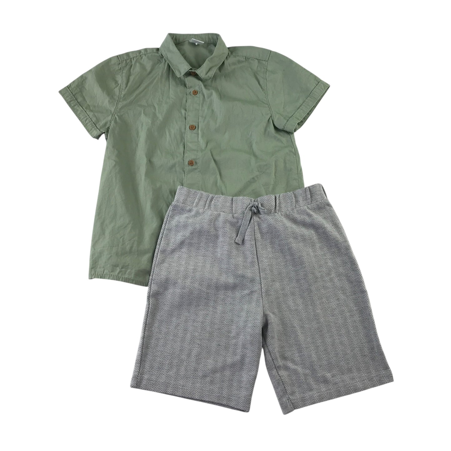 Little Kids and George summer bundle 8-9 years khaki shirt and grey shorts cotton polyester