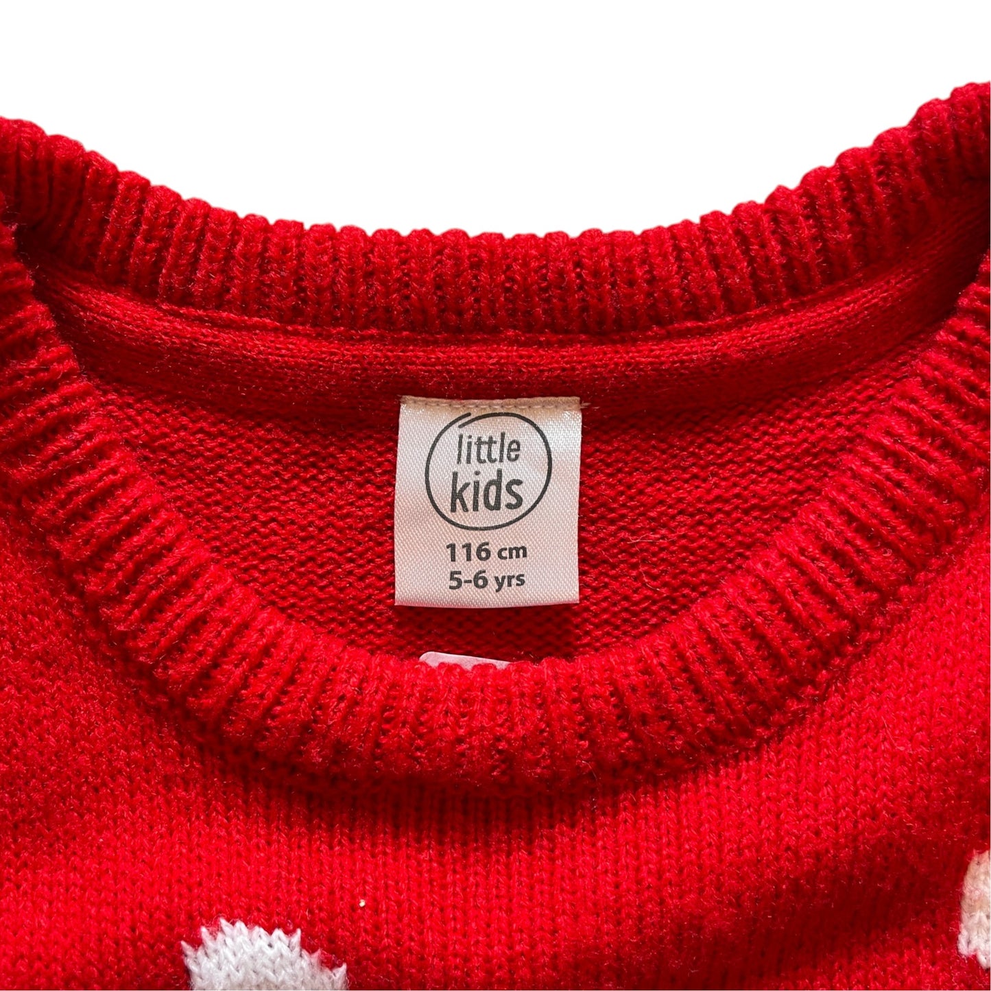Little kids 5-6 years red Santa and Rudolph Christmas jumper acrylic