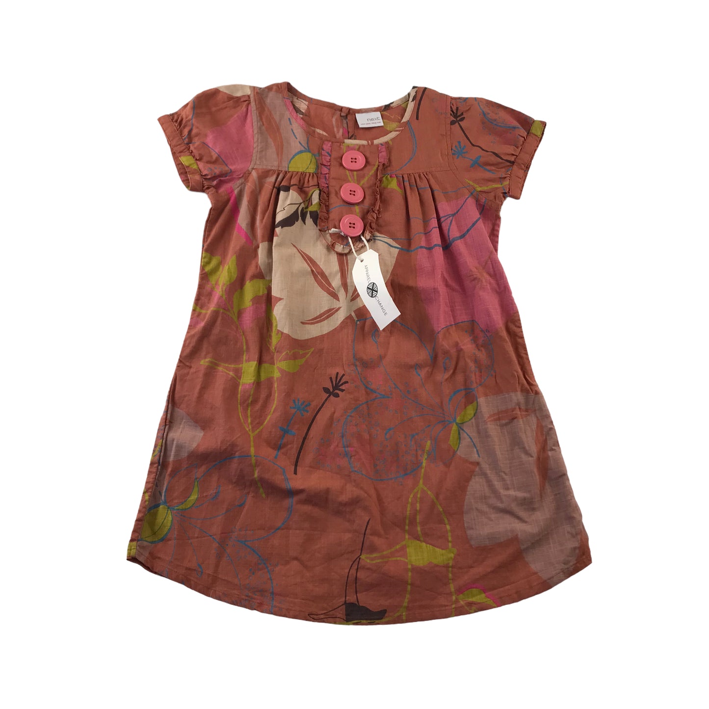 Next Dress Age 10 Brown Floral Design Cotton