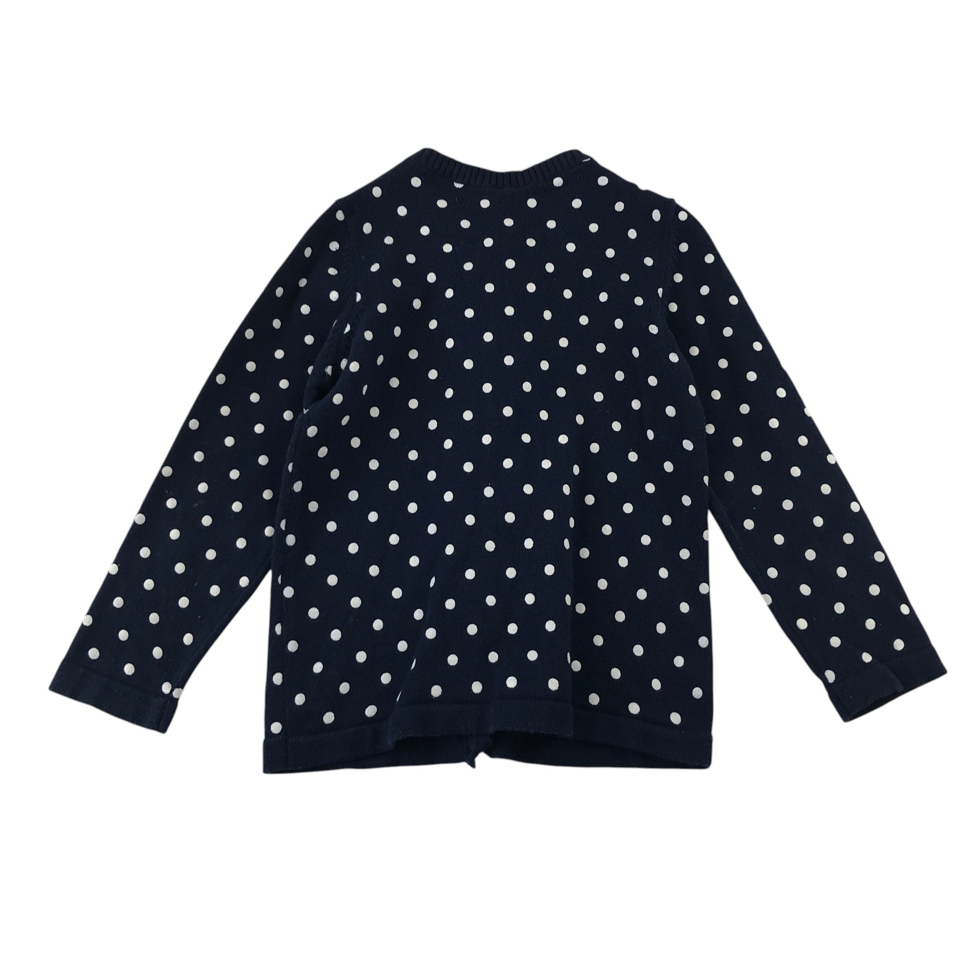 M&Co 4-5 years navy blue cardigan polka dot frill detail