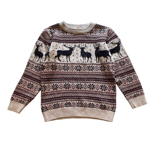 M&Co 4-5 years burgundy reindeer Christmas jumper cotton