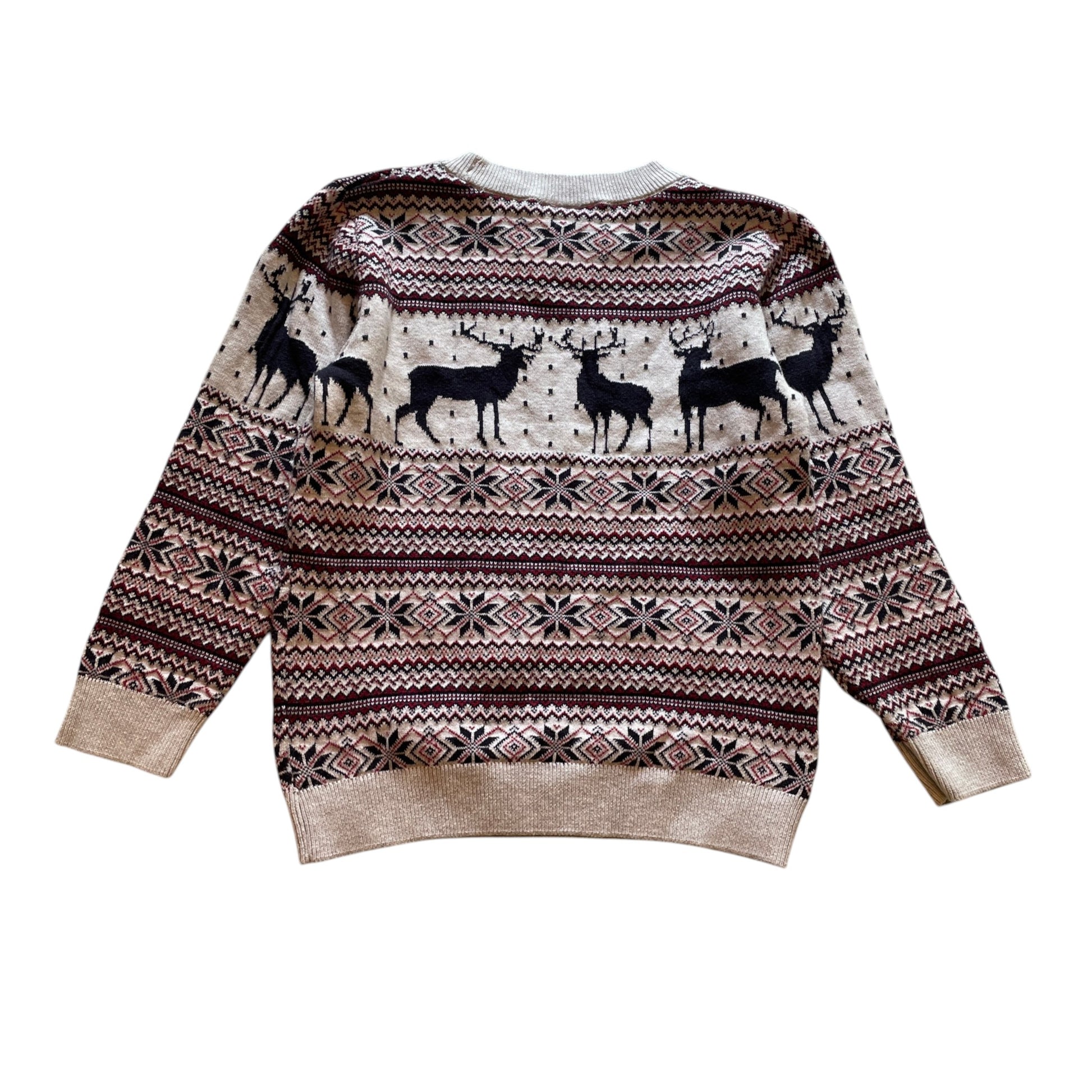M&Co 4-5 years burgundy reindeer Christmas jumper cotton