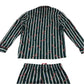 M&S 10-11 dark green stripe festive pyjama set cotton