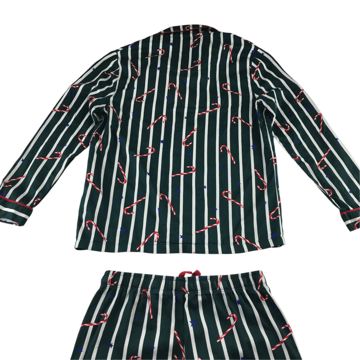 M&S 10-11 dark green stripe festive pyjama set cotton