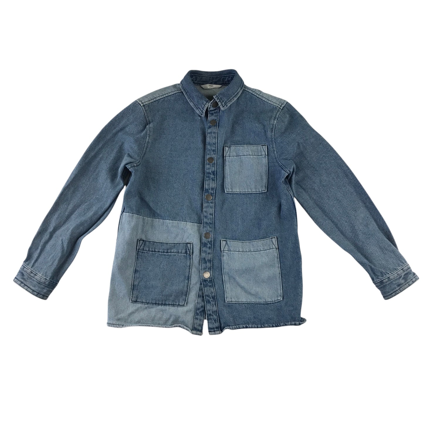 M&S 10-11 years blue panelled denim shacket