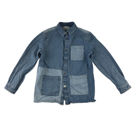 M&S 10-11 years blue panelled denim shacket