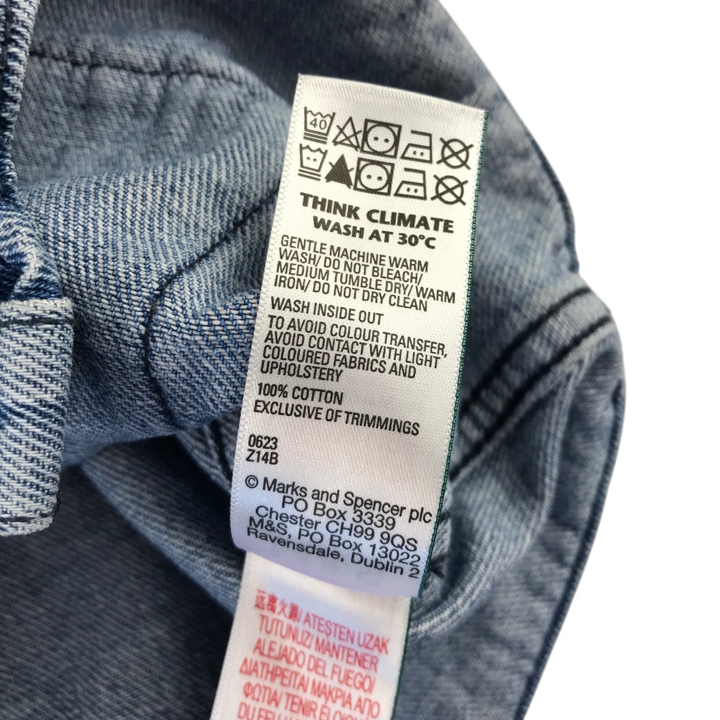 M&S 10-11 years blue panelled denim shacket