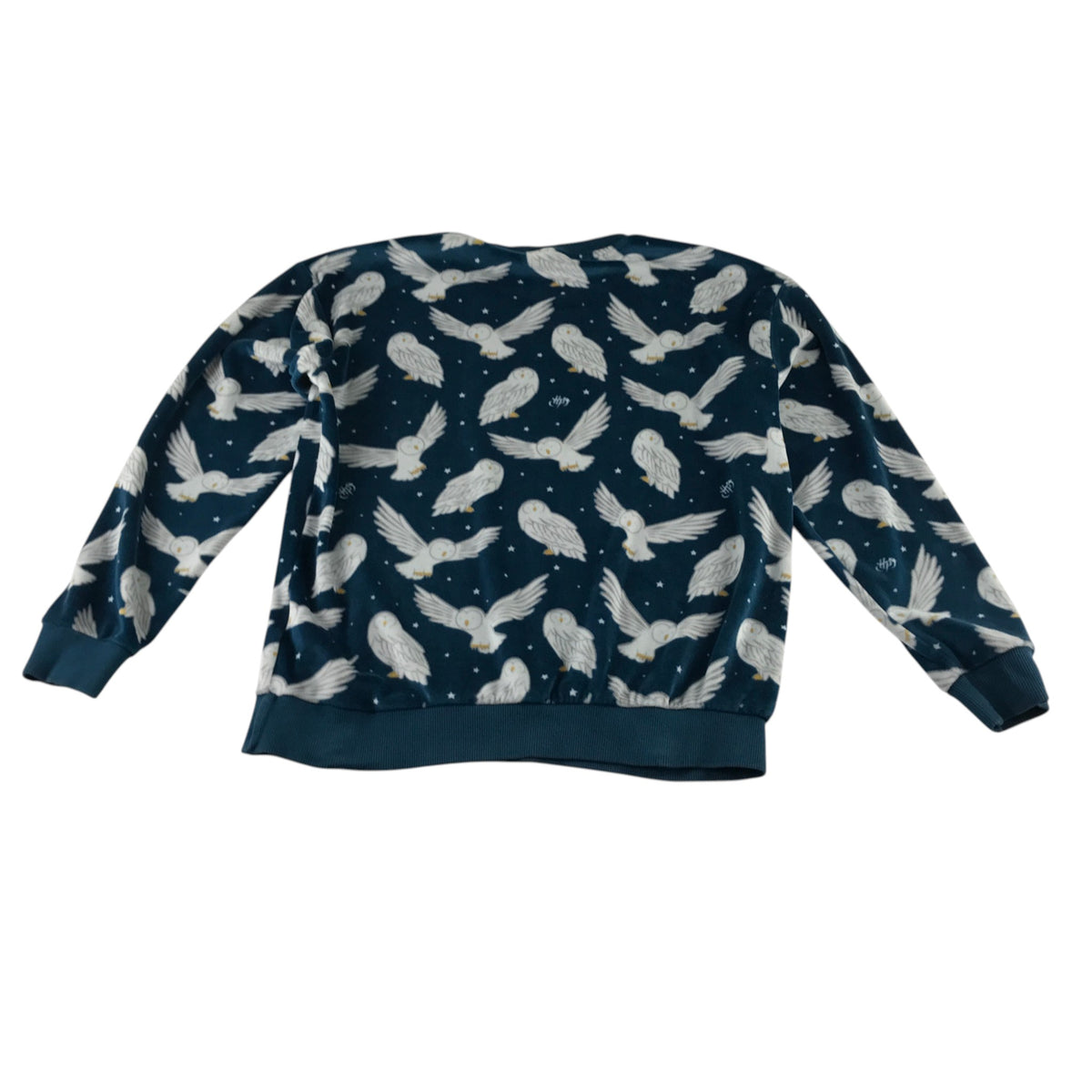 M&S 11-12 years dark blue owl print pyjama set polyester elastane