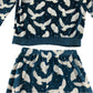 M&S 11-12 years dark blue owl print pyjama set polyester elastane