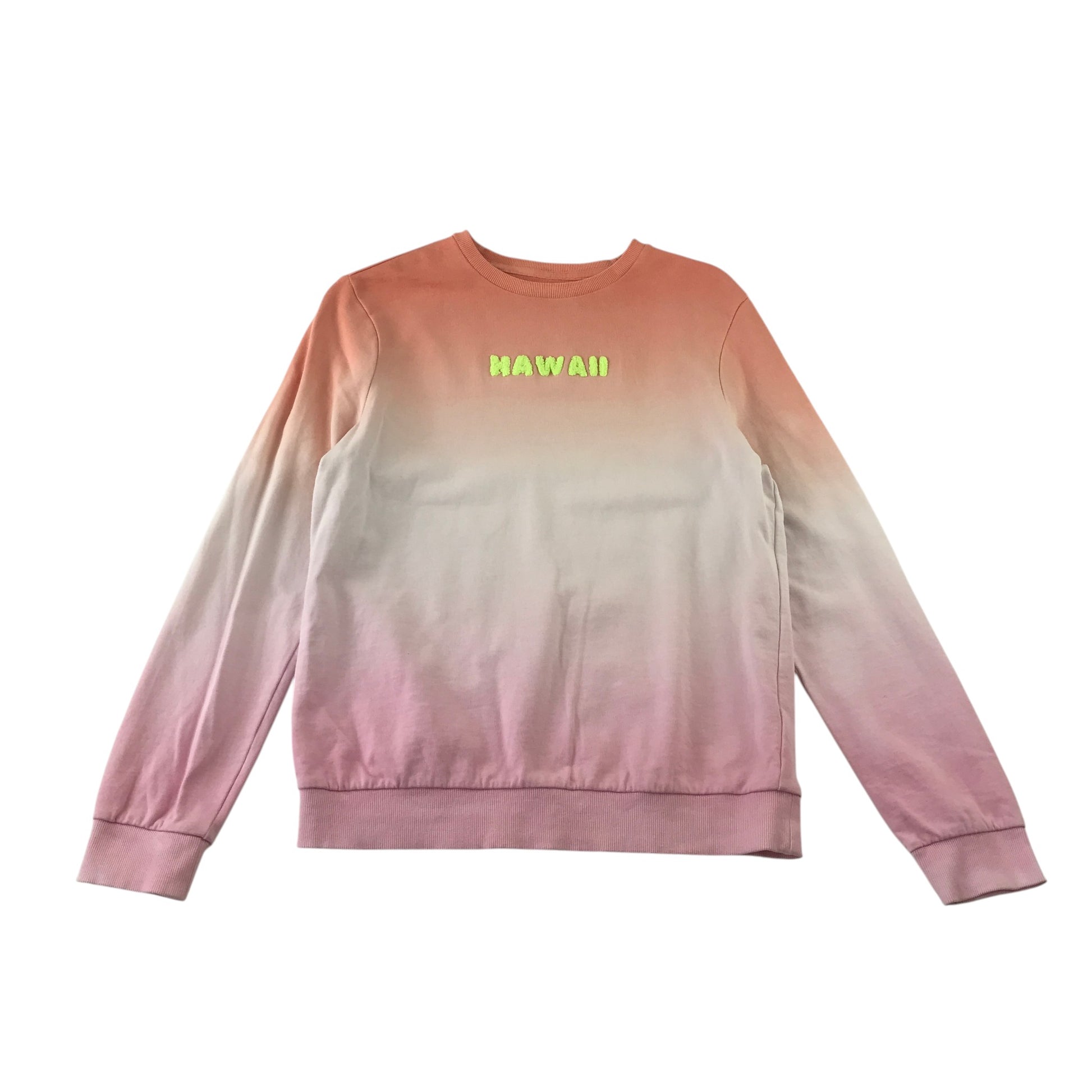 M&S 13-14 years pink peach white gradient sweater Hawaii cotton