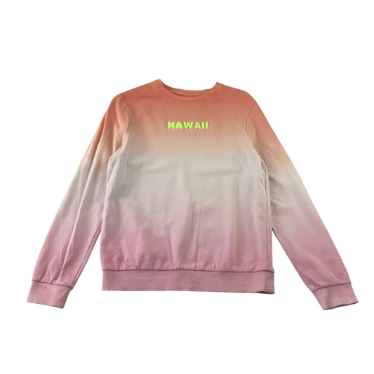M&S 13-14 years pink peach white gradient sweater Hawaii cotton