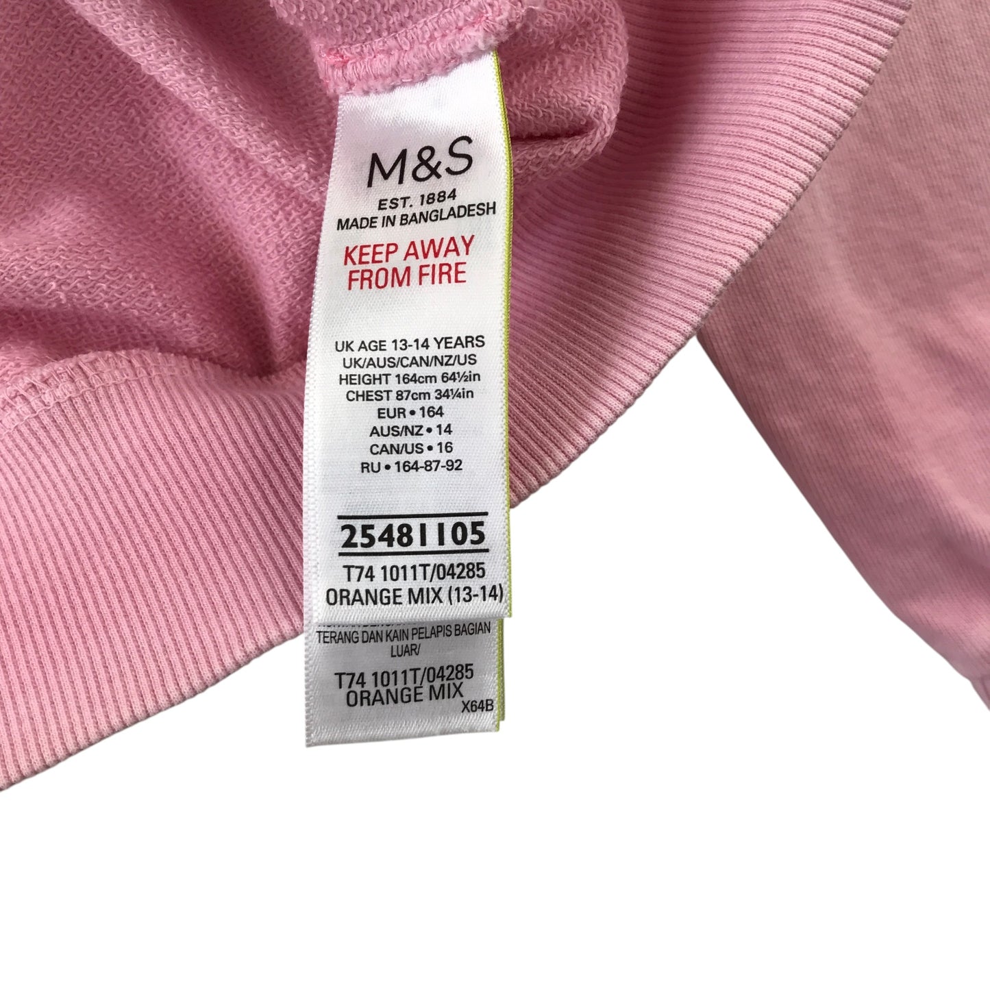 M&S 13-14 years pink peach white gradient sweater Hawaii cotton