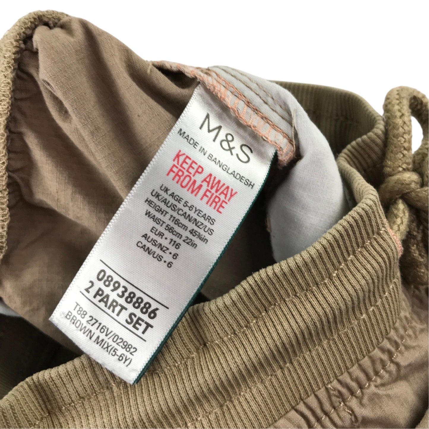 M&S 5-6 years beige trousers cotton elastane