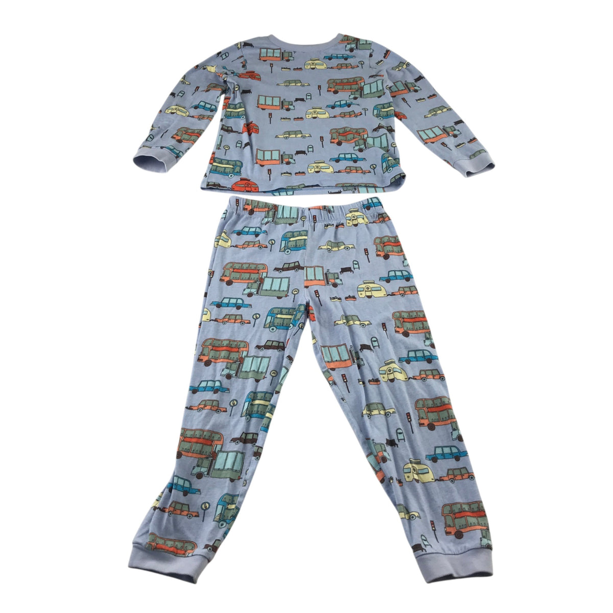 M&S 5-6 years blue pyjama set cotton elastane