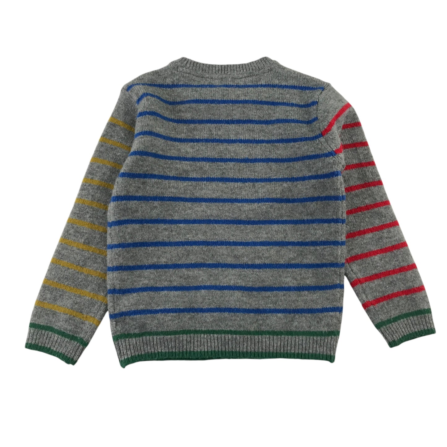 M&S 5-6 years grey and multi-colour stripy jumper acrylic polyester elastane