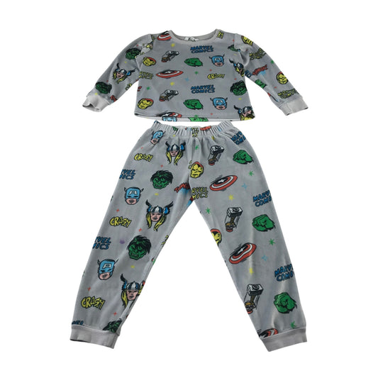 M&S 5-6 years grey marvel pyjama set polyester elastane