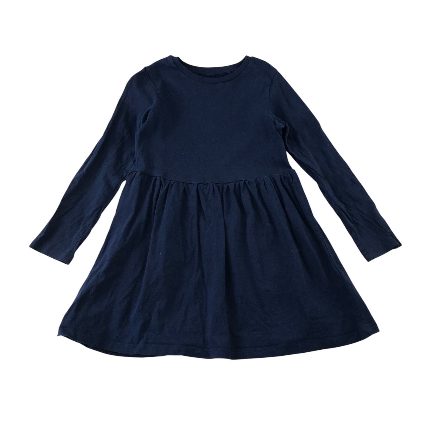 M&S 5-6 years navy blue dress long sleeve cotton