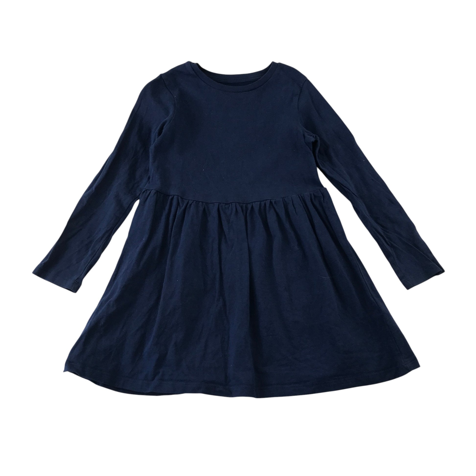 M&S 5-6 years navy blue dress long sleeve cotton