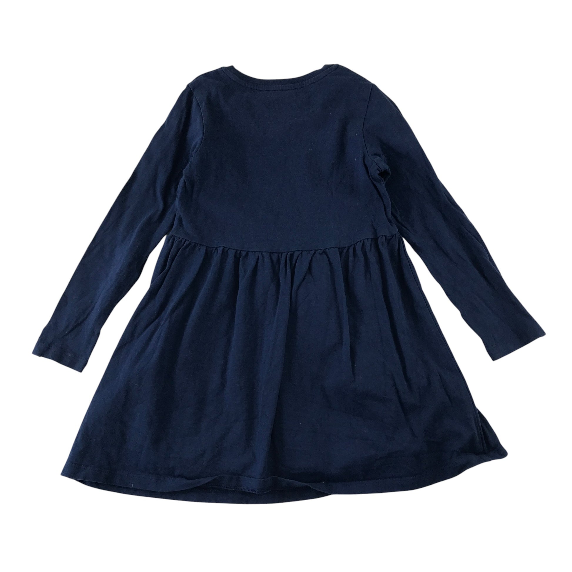 M&S 5-6 years navy blue dress long sleeve cotton