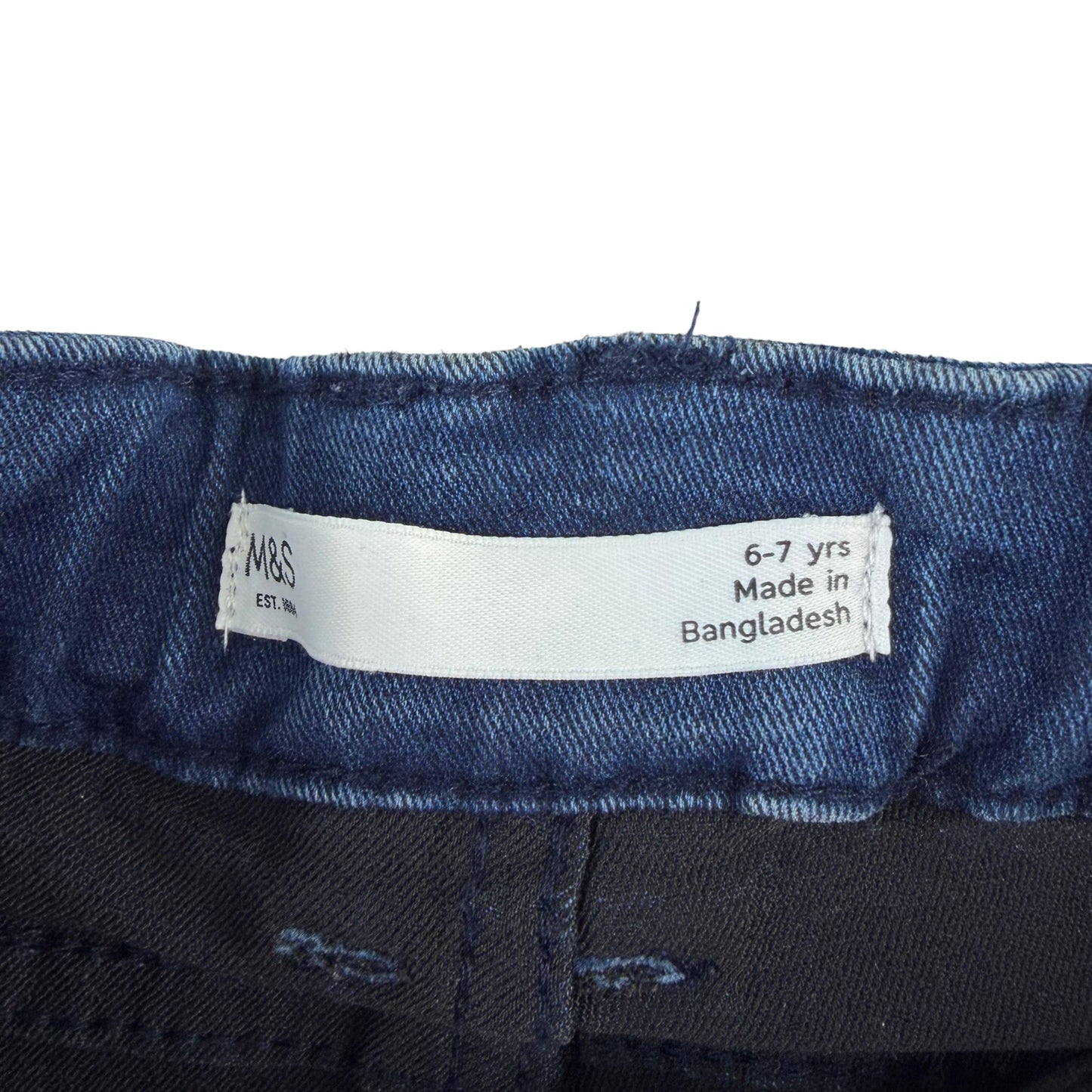 M&S 6-7 years blue denim jeans cotton polyester elastane