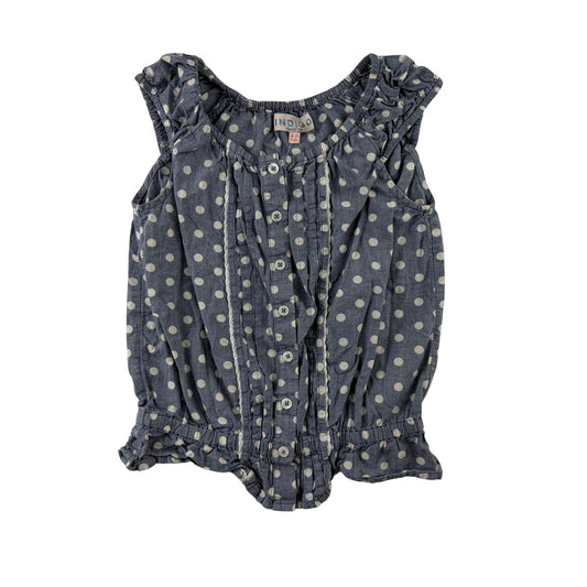 M&S 6-7 years blue polka dot blouse cotton