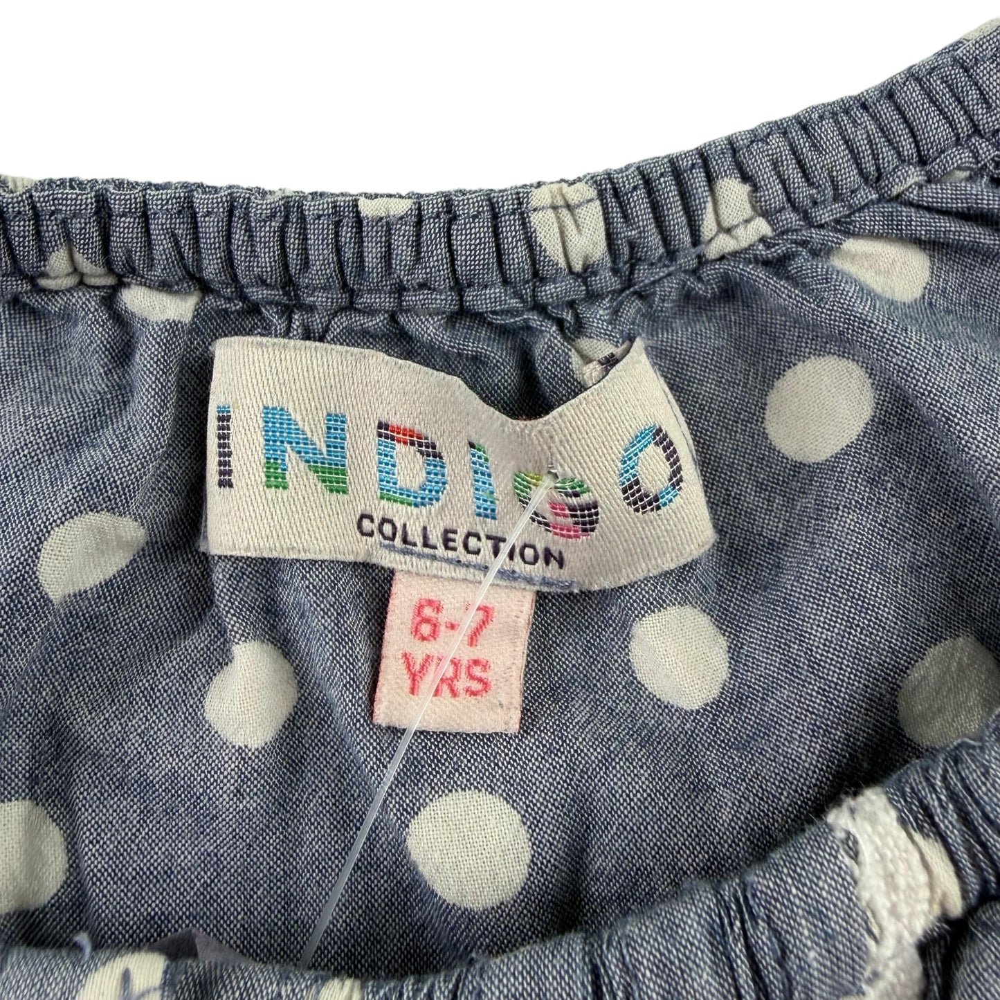 M&S 6-7 years blue polka dot blouse cotton