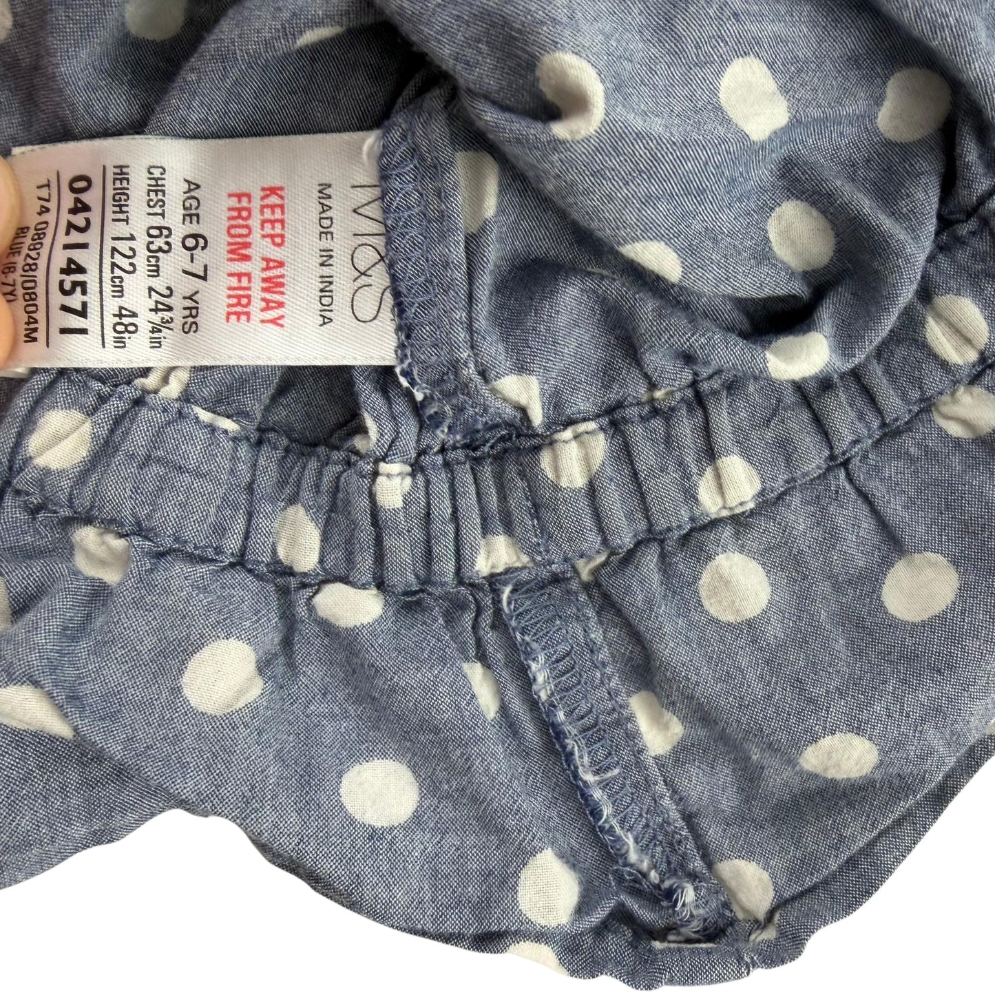 M&S 6-7 years blue polka dot blouse cotton