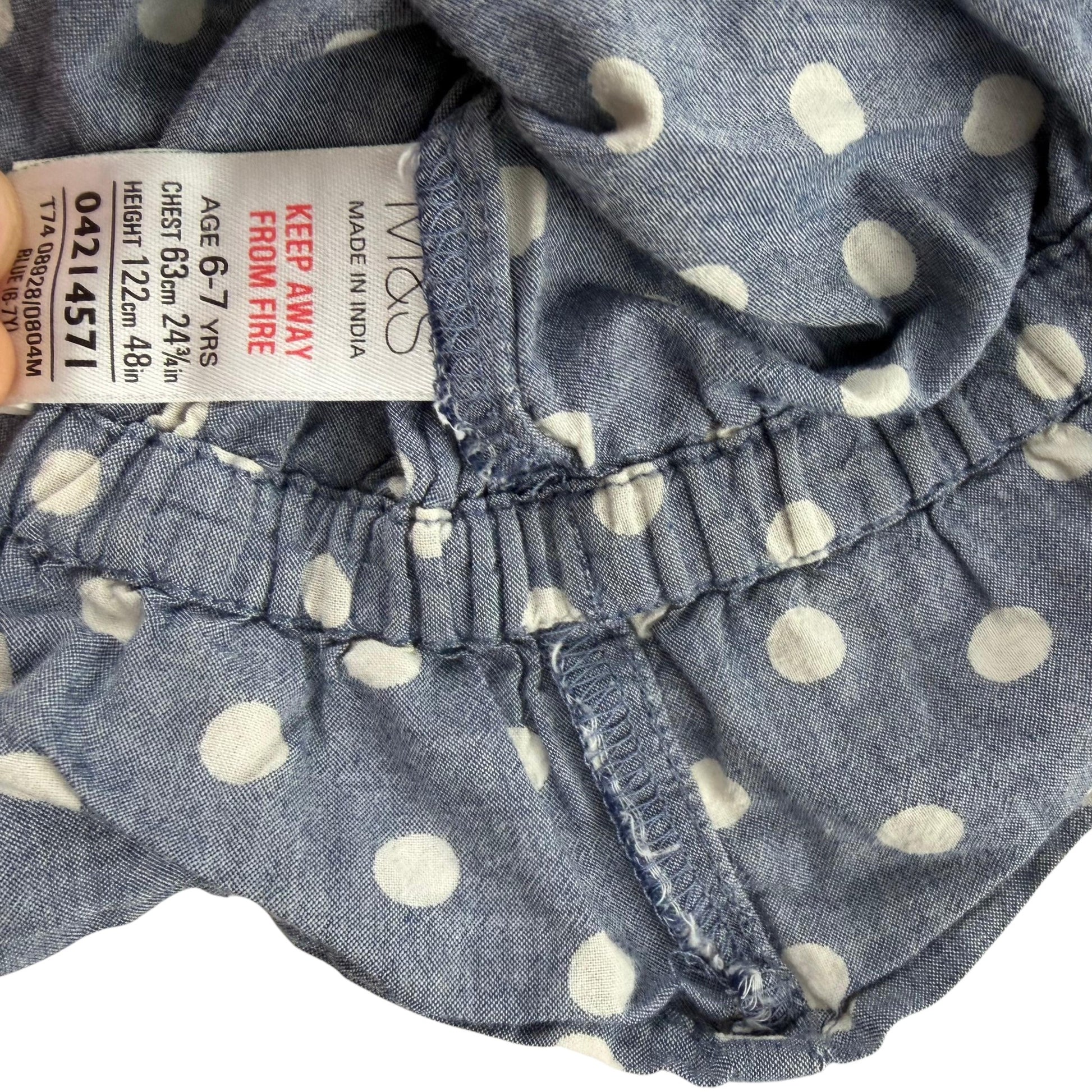 M&S 6-7 years blue polka dot blouse cotton