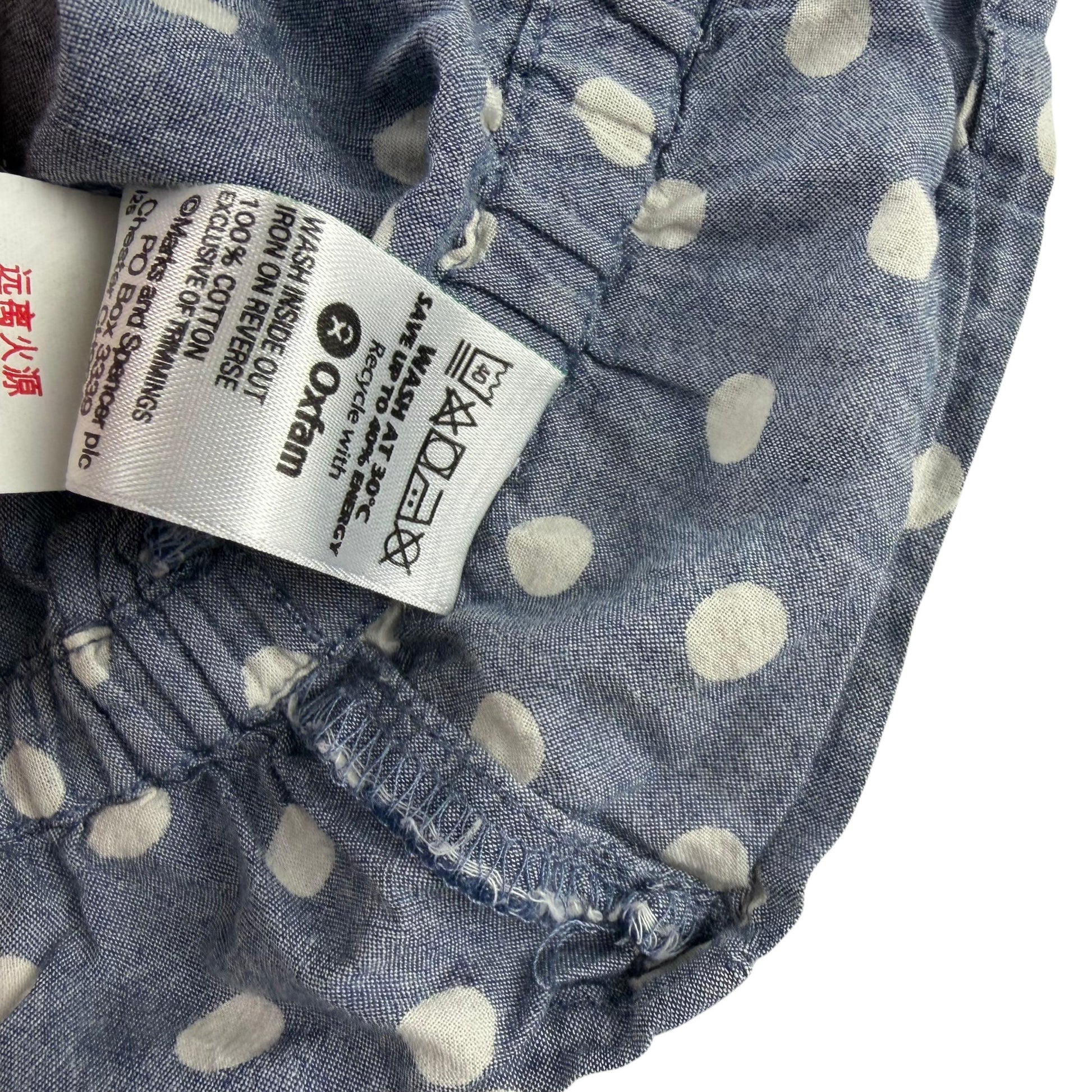 M&S 6-7 years blue polka dot blouse cotton