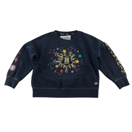 M&S 6-7 years navy blue jumper cotton polyester elastane