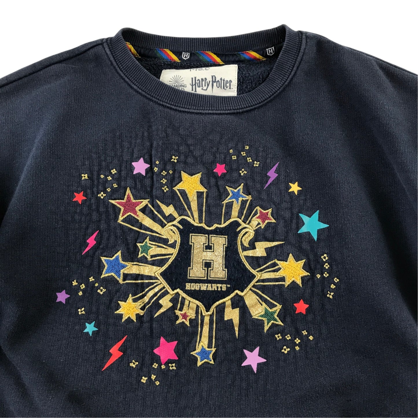 M&S 6-7 years navy blue jumper cotton polyester elastane