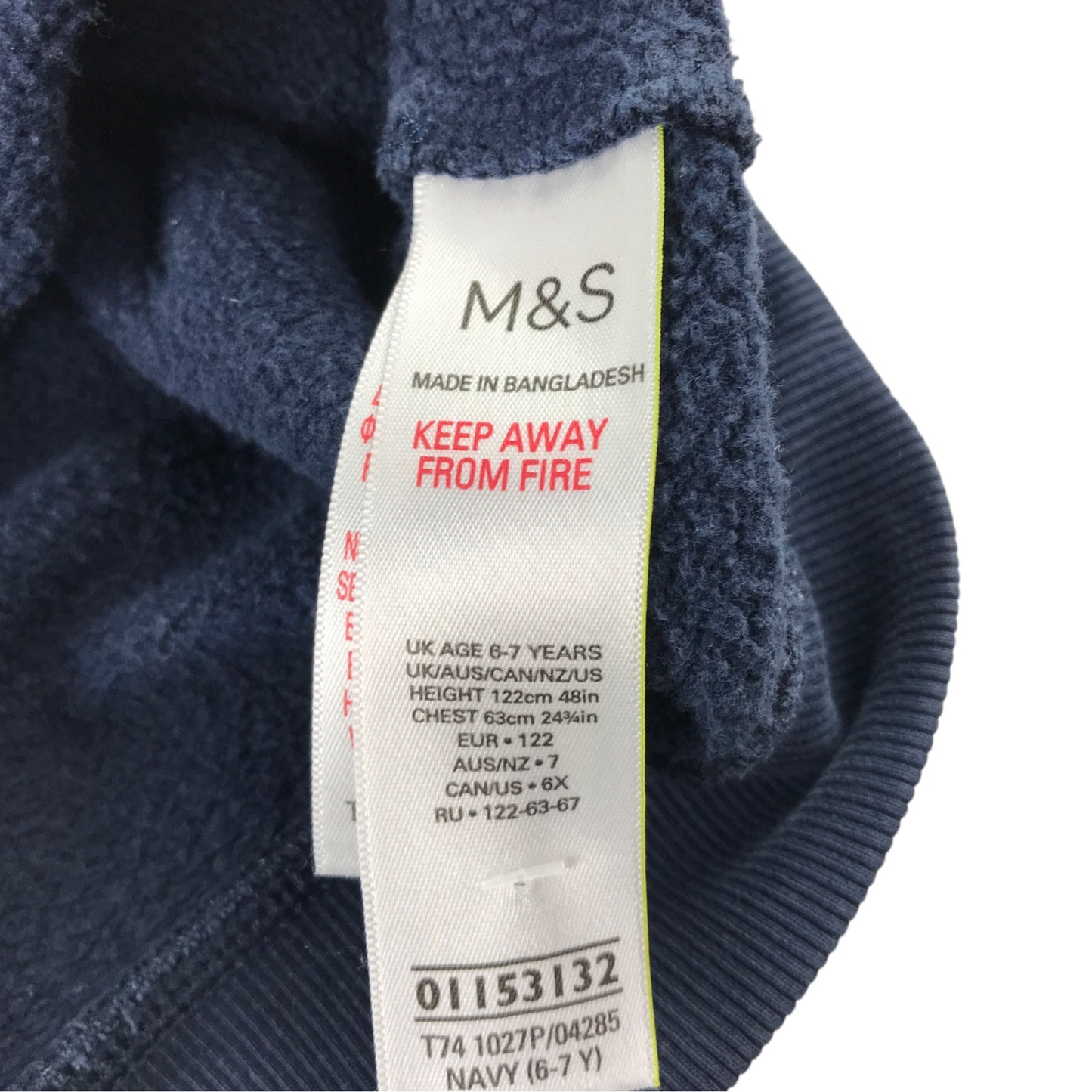 M&S 6-7 years navy blue jumper cotton polyester elastane