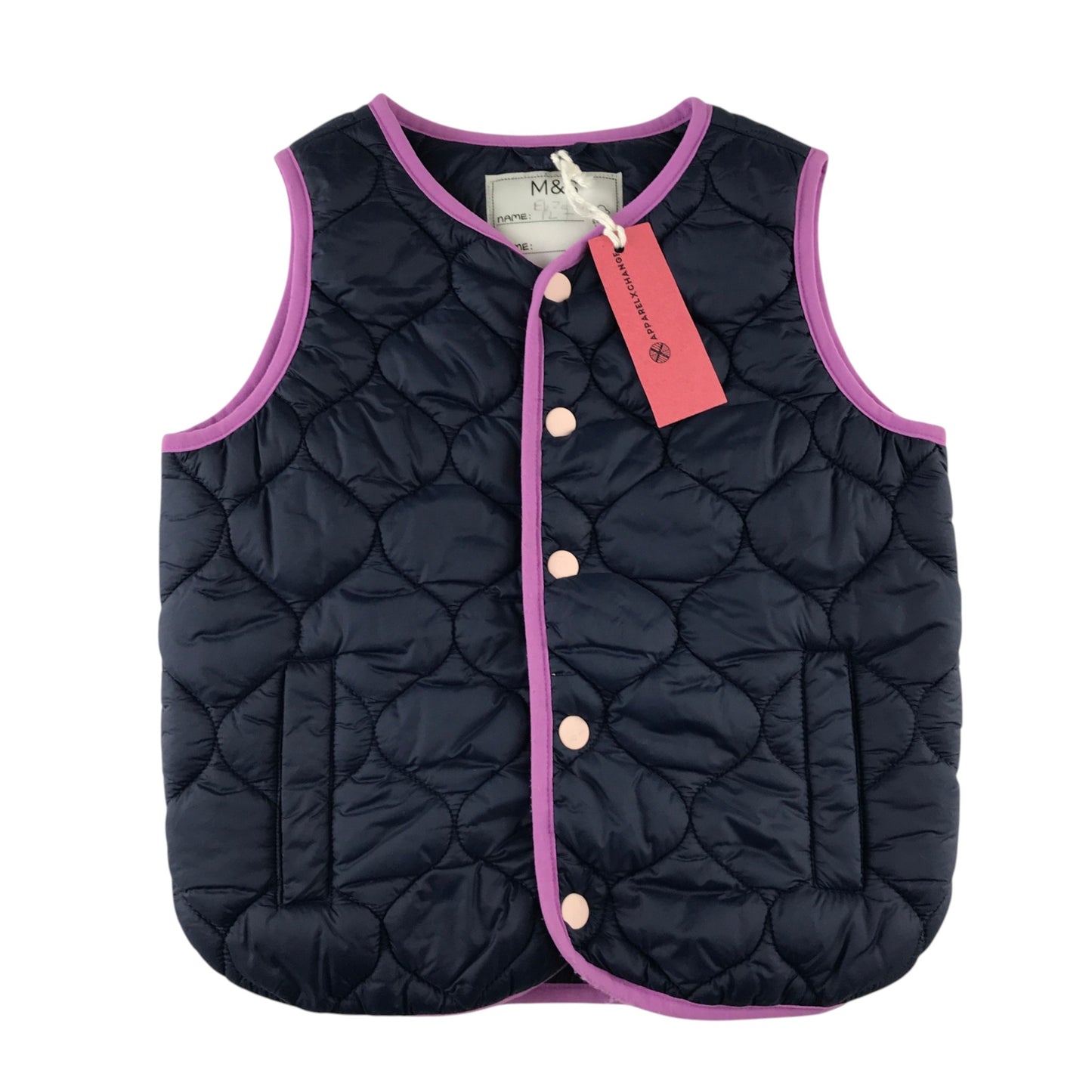 M&S 6-7 years navy blue puffer gilet vest polyamide polyester