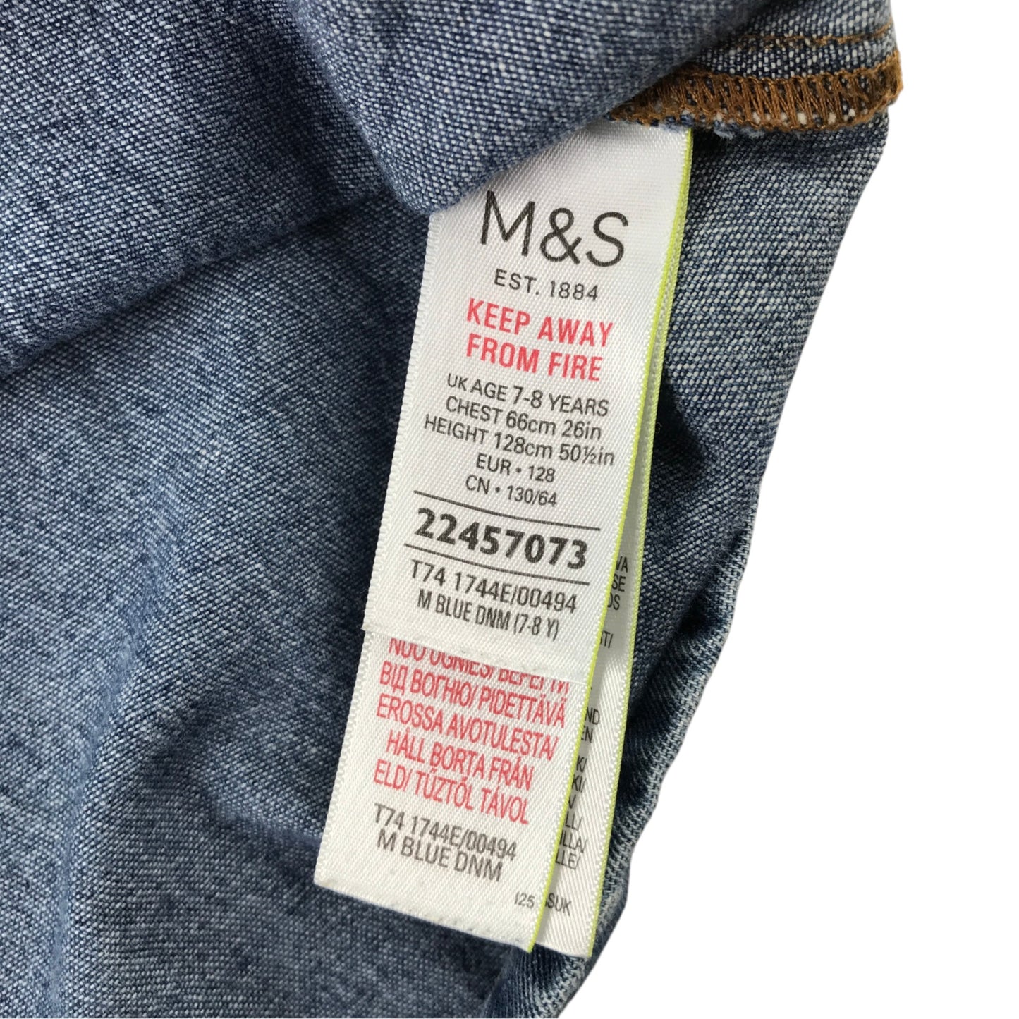M&S 7-8 years blue dress cotton