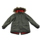 M&S 8-9 years green khaki parka jacket faux fur hood polyamide acrylic polyester