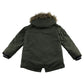 M&S 8-9 years green khaki parka jacket faux fur hood polyamide acrylic polyester