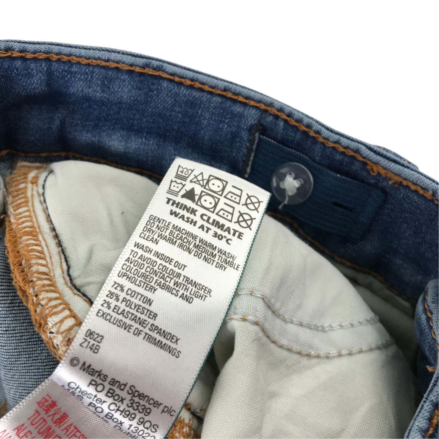 M&S 9-10 years dark blue jeans cotton polyester elastane